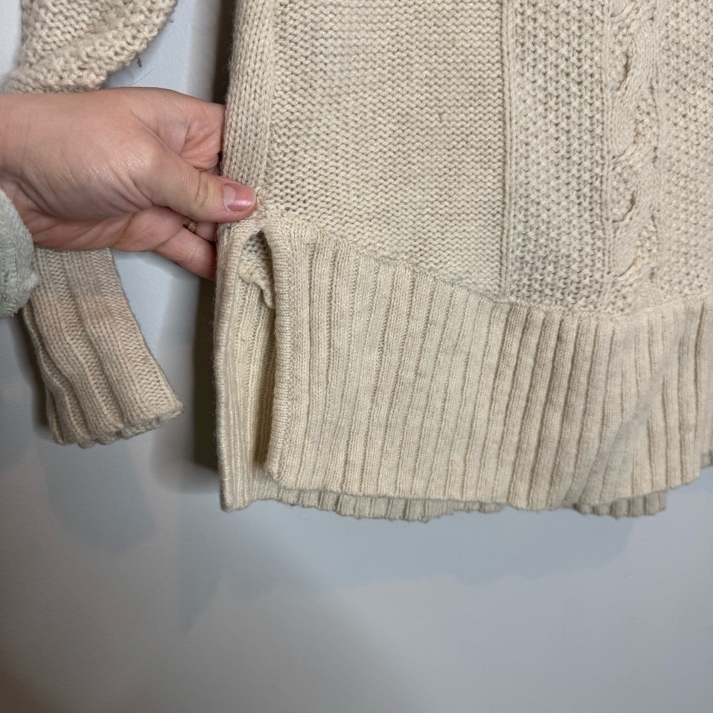 Smartwool Crestone Tunic Cowl Neck Sweater Cable Knit Cream Size Small - Picture 5 of 8